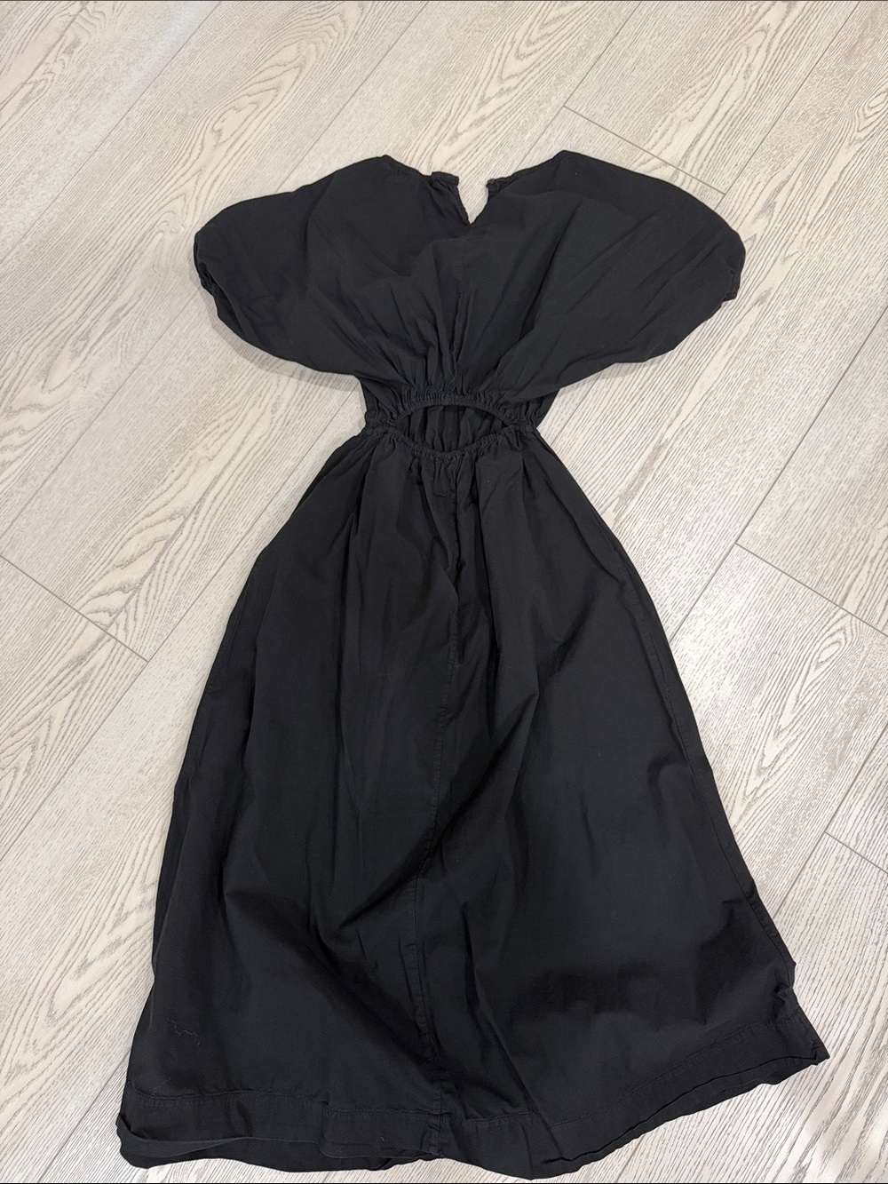Stateside Black Midi Dress with Cutout Waist